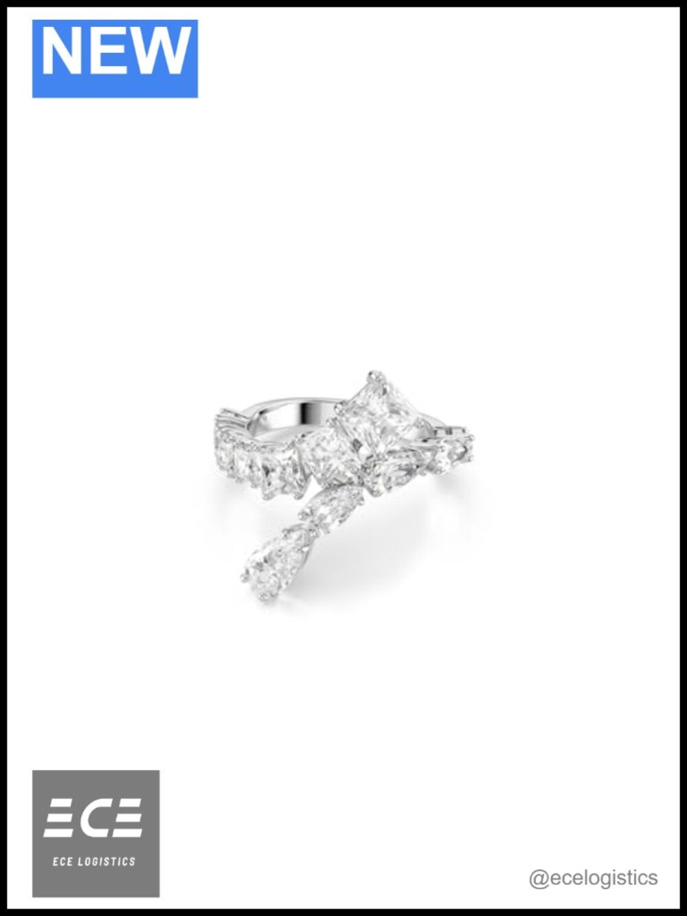 Swarovski Matrix Statement Ring Clear Zirconia Rhodium Plated